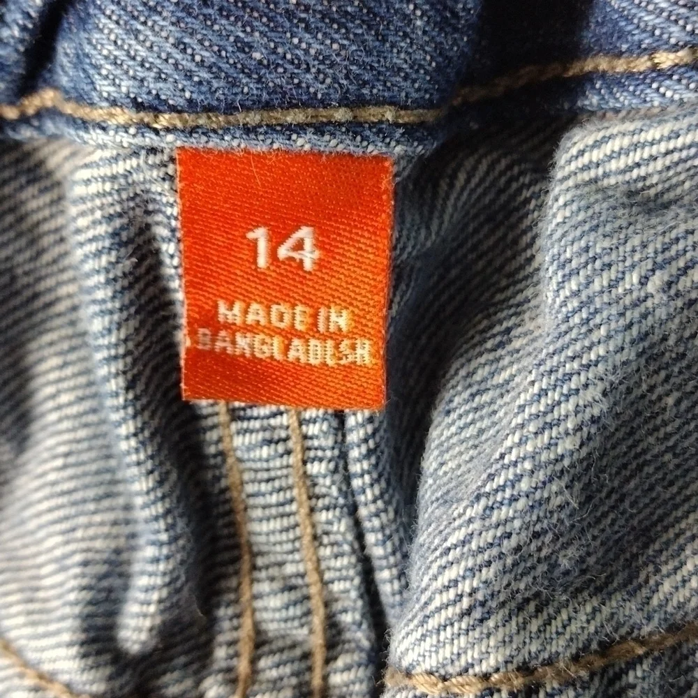 Children's Place Blue Medium Wash Five Pocket Mid Rise Button Zip Boot Cut Jeans